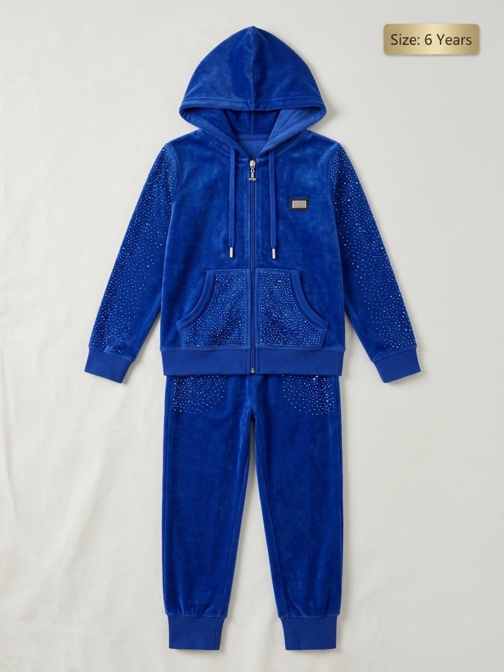 Philipp Plein Kids Royal Blue Velour Hoodie & Joggers Set